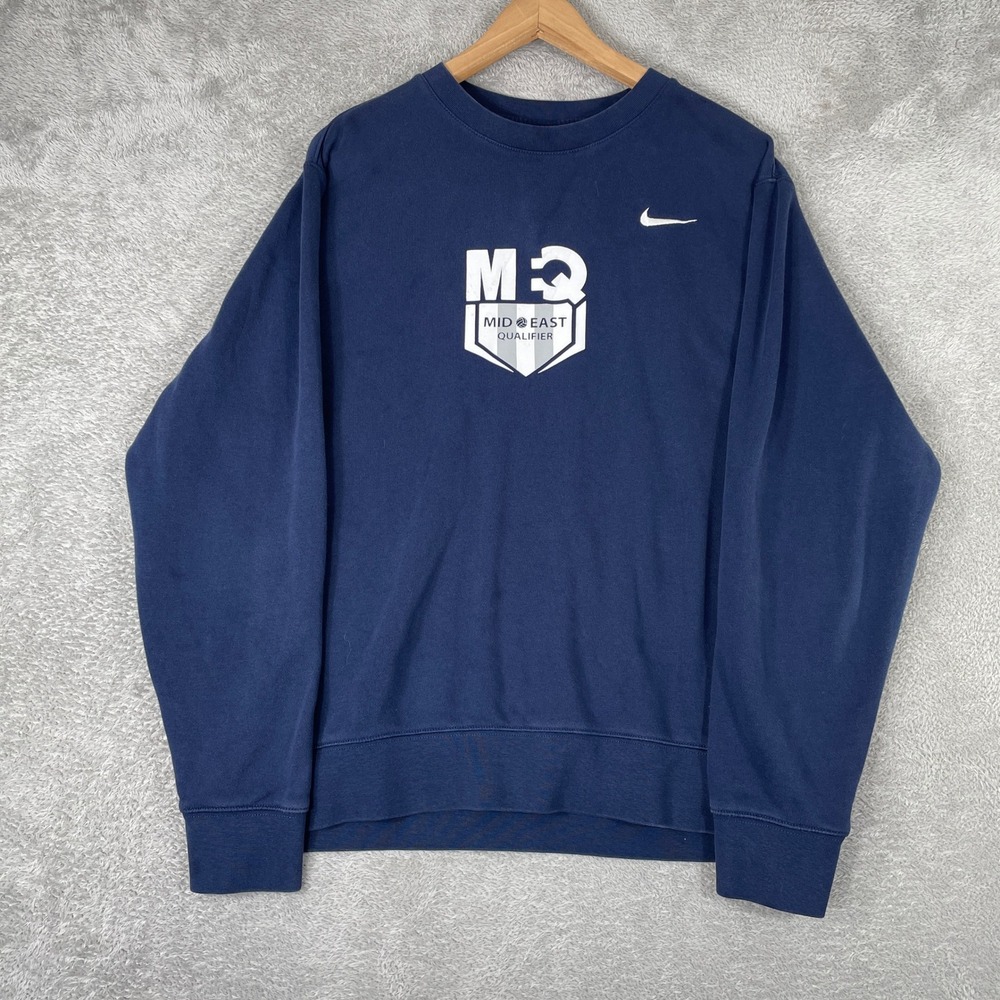 Nike Mid East Qualifier Volleyball Sweatshirt Mens Large Navy Blue Crewneck